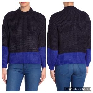 NWT Elodie Navy Colorblock Mock Neck Sweater